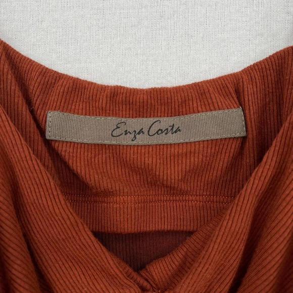 ENZA COSTA Dress Womens Large Umber Stretch Silk Knit Ruched Strappy Midi NEW - Picture 9 of 16